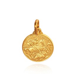 Złoty medalik - Święty Jerzy. Patron artystów, żołnierzy, wędrowców. średnica 14 mm   2,3 g Gold Urbanowicz
