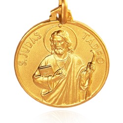 Święty Tadeusz Juda. Patron spraw trudnych i beznadziejnych. średnica 25 mm,  Złoty medalik,   9 g  Gold Urbanowicz