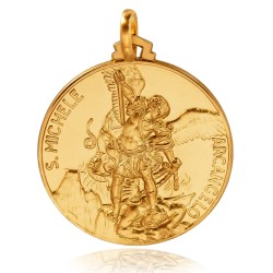 Medalion na chrzest św - pamiątka rodzinna -Święty Michał Archanioł.  Złoty medalik . Gold Urbanowicz