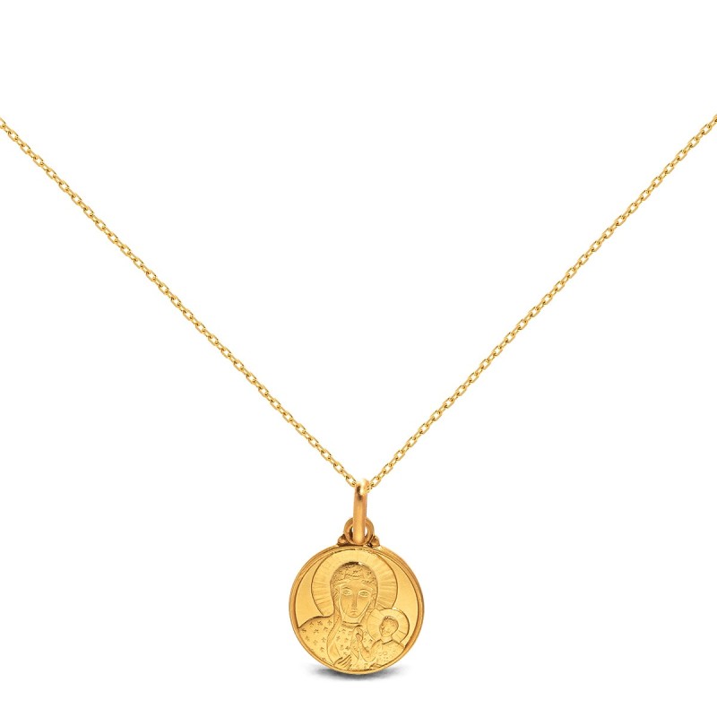 Złoty komplet.  Złoty łańcuszek 42 cm  + medalik 14mm.  Gold Urbanowicz