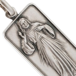 Srebrny komplet. Łańcuszek 70 cm + medalik z Jezusem Miłosiernym. Gold Urbanowicz