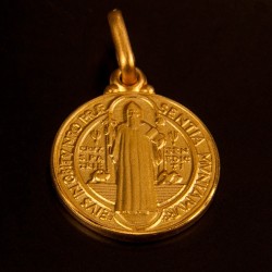 Święty Benedykt. Złoty medalik  na chrzest -Gold Urbanowicz Wrocław