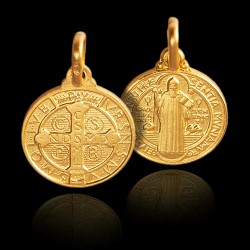 Święty Benedykt. -Złoty medalik na I komunię św. Gold Urbanowicz