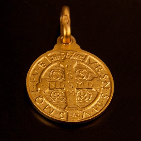 Święty Benedykt. Złoty medalik  -18 mm, Gold Urbanowicz jubiler Poznań