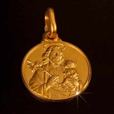 Złoty medalik świętego Józefa z Nazaretu. 18 mm, Gold Urbanowicz