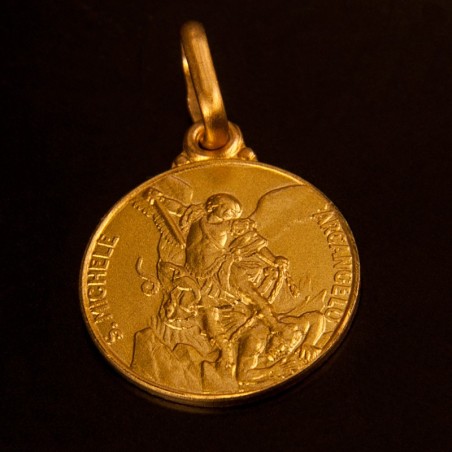 Święty Michał Archanioł.  Złoty medalik na Chrzest św. Gold Urbanowicz jubiler Wrocław