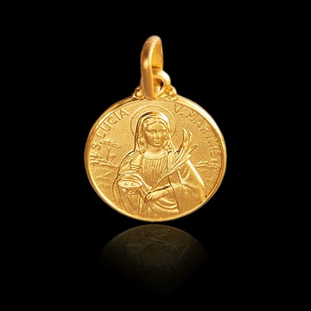 Święta Łucja. Złoty medalik na Chrzest.  Gold Urbanowicz Lublin