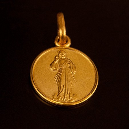 Jezus Miłosierny. 3,7 g   18mm   Złoty medalik okrągły  Gold Urbanowicz