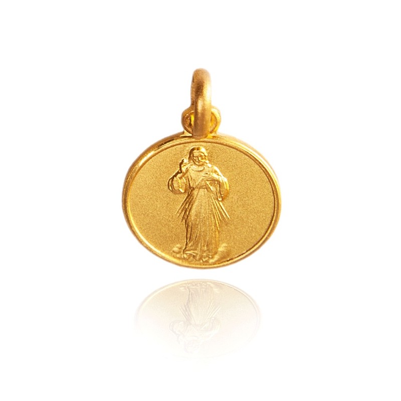 Jezus Miłosierny. 3,7 g   18mm   Złoty medalik okrągły  Gold Urbanowicz