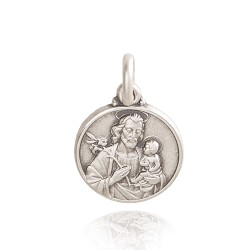 Święty Józef. Patron Rzemieślników.  Medalik ze srebra.  25 mm,  Gold Urbanowicz - Sopot jubiler