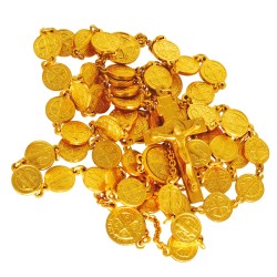 Złoty różaniec Świętego Benedykta. Różaniec ze złota ze św Benedyktem.  100 g