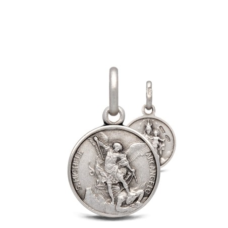 Szkaplerz Michała Archanioła i MB z Góry Karmel, srebrny medalik dwustronny  12 mm, 1,6 g