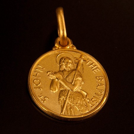 Jan Chrzciciel.  Złoty medalik  14 mm,  Medalik Jana Chrzciciela. Gold Urbanowicz