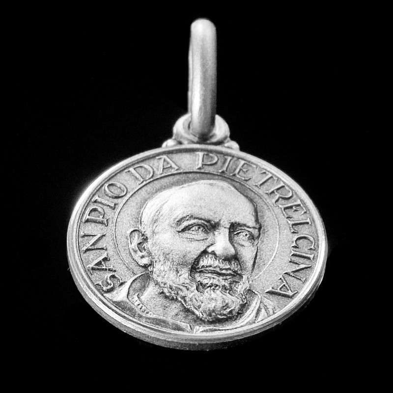 Święty Ojciec Pio. 18mm   Medalik srebrny. Gold Urbanowicz