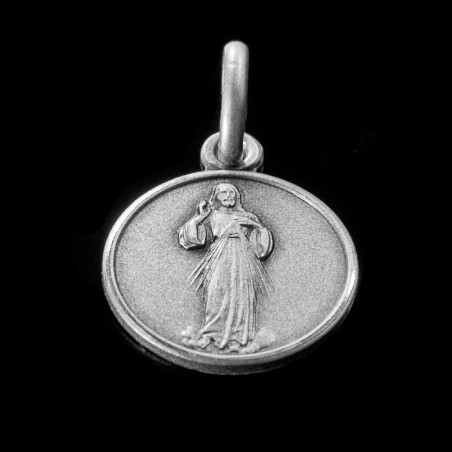 Jezus Miłosierny, Miłosierdzie Boże.   Medalik srebrny, oksydowany. 2,0 g  Medalik Miłosierdzia Bożego Gold Urbanowicz 