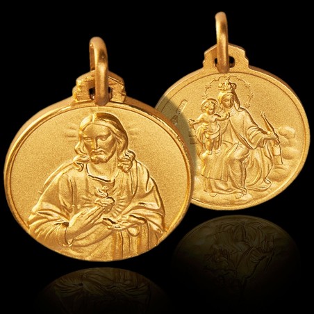 Szkaplerz Karmelitański. Matka Boska Szkaplerzna, medalik złoty. 21 mm. 6,4 g  Gold Urbanowicz.