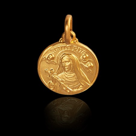 Święta Rita. Złoty medalik.  średnica 10 mm.  Gold Urbanowicz
