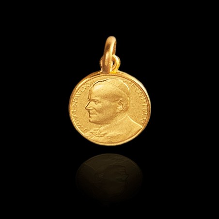 Święty Jan Paweł II. Patron Rodzin. Złoty medalik.  18 mm Gold Urbanowicz