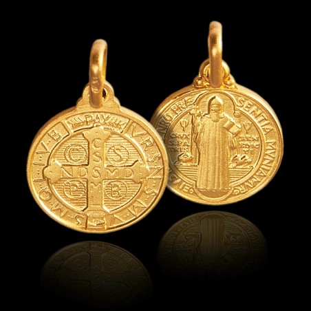 Święty Benedykt. Duży Złoty medalik  21 mm, Gold Urbanowicz Katowice