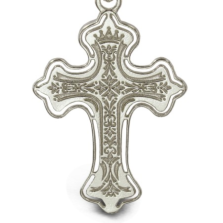 Nietypowy srebrny krzyżyk z ozdobnymi ornamentami.  3,15 g Gold Urbanowicz