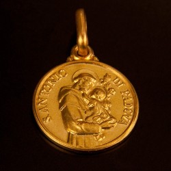 Święty Antoni - Złoty medalik na Chrzest św - Gold Urbanowicz