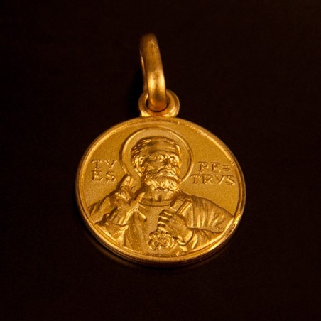 Święty Piotr. Złoty Medalik Gold Urbanowicz 18mm.