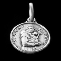 Święty Antoni. Medalik wykonany ze srebra oksydowanego. Gold Urbanowicz 21mm 
