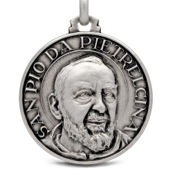 Święty Ojciec Pio. 25mm   Medalion srebrny. Gold Urbanowicz