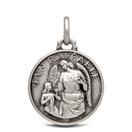 Medalik ze srebra oksydowanego ze św Rafałem Archaniołem. 3,15 g  18 mm  Gold Urbanowicz silver medal shop online 