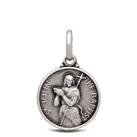 Św Jan Chrzciciel.  Srebrny medalik  14 mm,  Medalik Jana Chrzciciela. Gold Urbanowicz  shop online