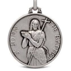 Św Jan Chrzciciel.  Duży Medalion ze srebra 25 mm,  Medalik Jana Chrzciciela. Gold Urbanowicz  shop online