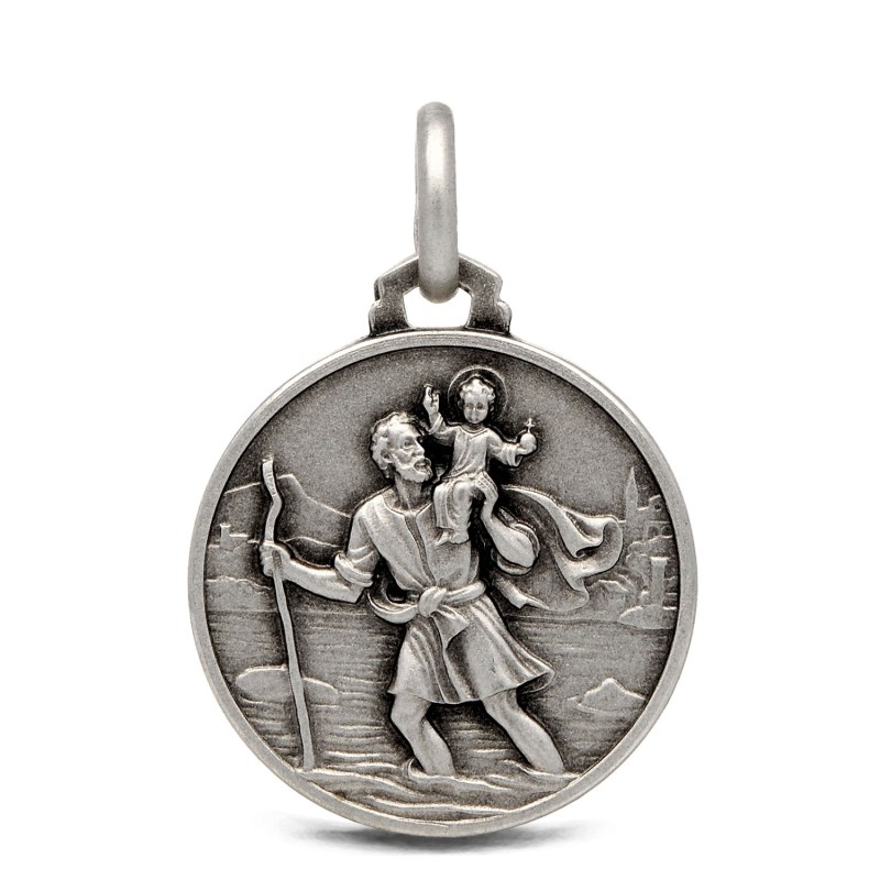 Święty Krzysztof. Patron Kierowców. Medalik srebrny.   18 mm,  Gold Urbanowicz 