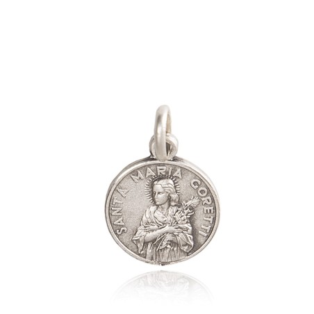 Święta Maria Goretti. Patronka dziewcząt, dziewic, bielanek.  Medalik srebrny. średnica 18 mm,  3,0g  Gold Urbanowicz
