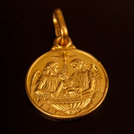 Złoty Medalik na Chrzest Święty -18 mm,   Gold Urbanowicz Kraków