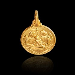 Gold Urbanowicz - Złoty Medalik na Chrzest Święty  3,7 g, średnica 18 mm, - Kraków