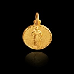 Gold Urbanowicz - Jezus Miłosierny.  Malutki Złoty medalik okrągły