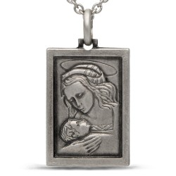 Komplet srebrny. Medalik MB Bożej z Dzieciątkiem + łańcuszek 50 cm
