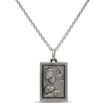 Komplet srebrny. Medalik MB Bożej z Dzieciątkiem + łańcuszek 50 cm