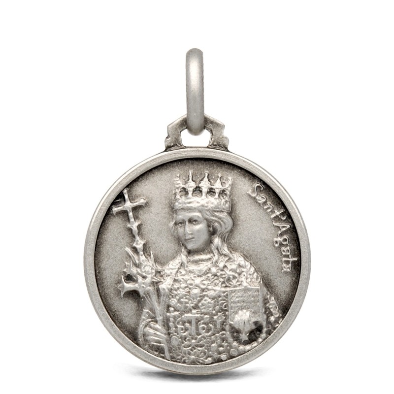 Święta Agata, medalik srebrny,  18mm,   3,15 g 