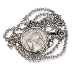 komplet srebrny: medalik św Joanny d'Arc 14mm z łańcuszkiem rodowanym.
