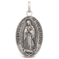 Medalion srebrny oksydowany, Matka Boża z Guadalupe. 8,3g