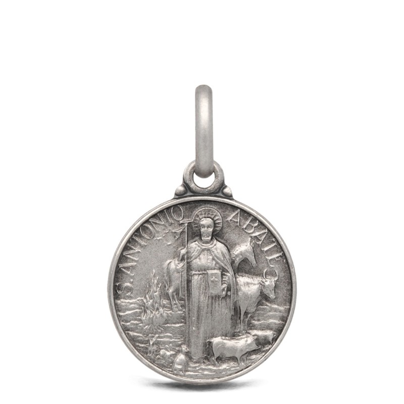 Święty Antoni Abate- medalik srebrny, 14mm 1,8g