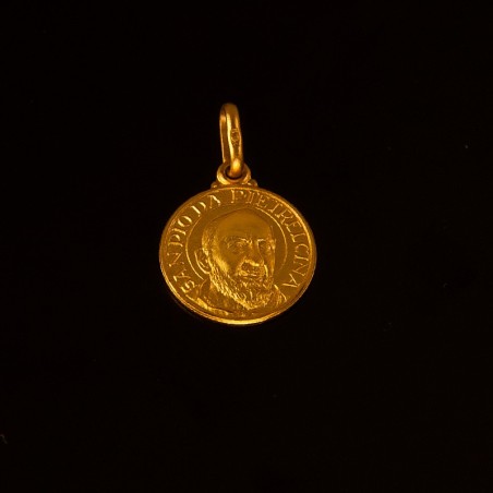 Gold Urbanowicz  Św Ojciec Pio średnica 16 mm, 2,8g   Medalik złoty.