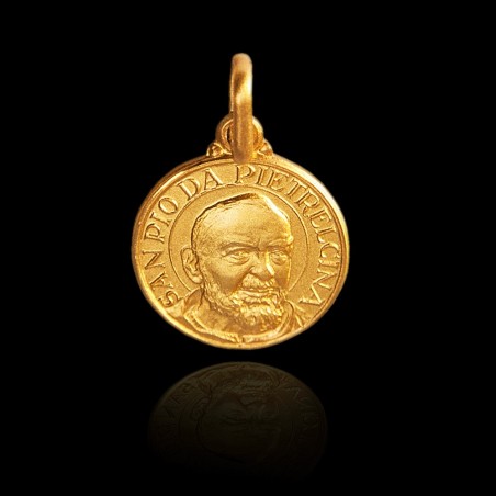 Święty Ojciec Pio średnica 16 mm, 2,8g   Medalik złoty.  Jubiler Gold Urbanowicz Katowice