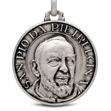 Medalik -Święty Ojciec Pio. 30mm   Medalion srebrny. Gold Urbanowicz- sklep jubilerski Katowice