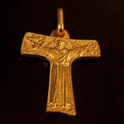 Krzyżyk ze złota tau franciszkański. Krzyż wykonany ze złota o próbie 585.  2,5 g  Gold Urbanowicz Wrocław