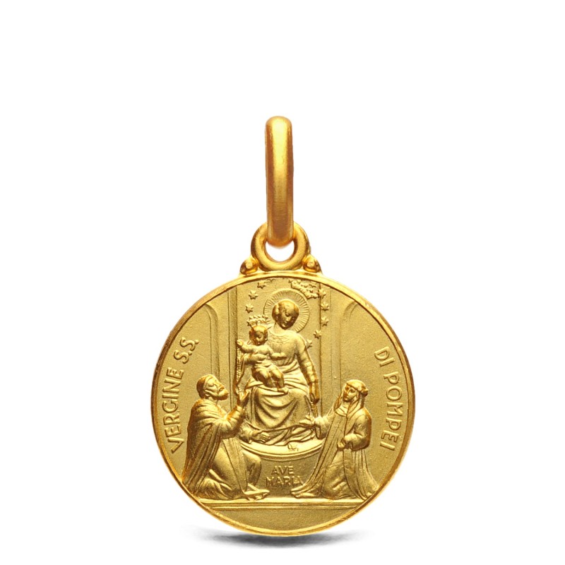 Złoty medalik- Matka Boża Pompejańska,    14mm,   2,15 g