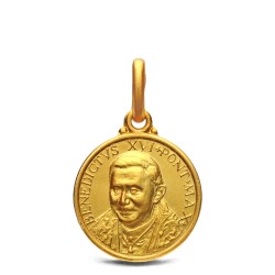Złoty medalik emerytowanego Papieża Benedykta XVI.  14 mm,  2,2 g - Gold Urbanowicz 