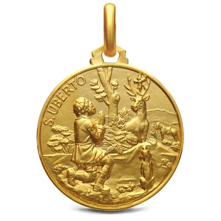 Medalion złoty - Święty Hubert.  21mm,  5,2g