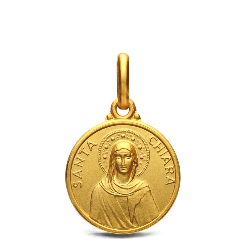 Medalik złoty - św Klara. 14mm, 2,35g